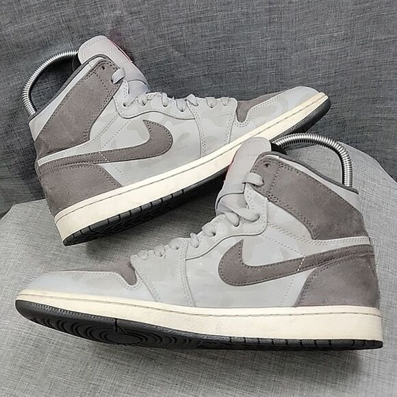 Nike Men's Air Jordan 1 Retro Camo High Sneakers AA3993-027  Gray 2017 OG SZ 9.5 - Picture 7 of 12